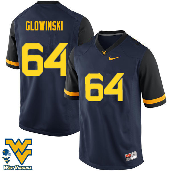 Men #64 Mark Glowinski West Virginia Mountaineers College Football Jerseys-Navy
